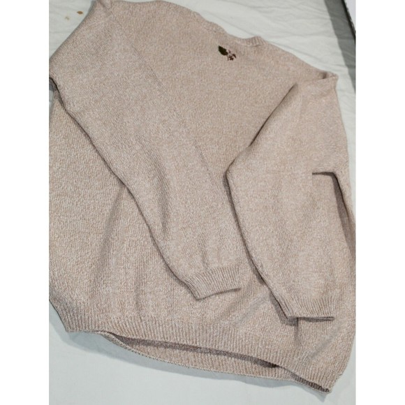 Vtg. Triona Design Women's XXL Knit Sweater Tan Embroiled LS 100% Cotton Ireland - Picture 6 of 12